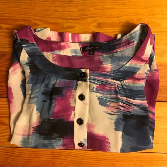 Anne Klein Purple Blue Silk 3/4 Sleeve Blouse, EUC, M - Picture 15 of 15